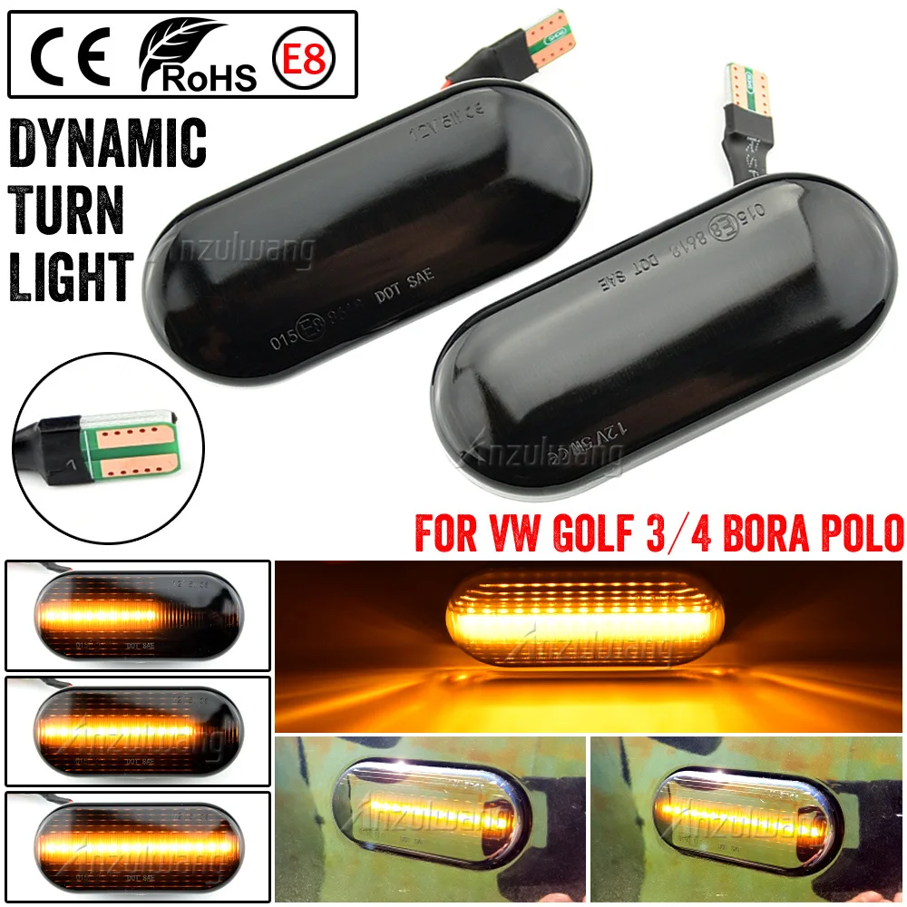 Indicatore di direzione laterale a LED fluente dinamico per VW Transporter T5 Polo Golf 3 4 Passat B5 Sharan Lupo Bora Multivan