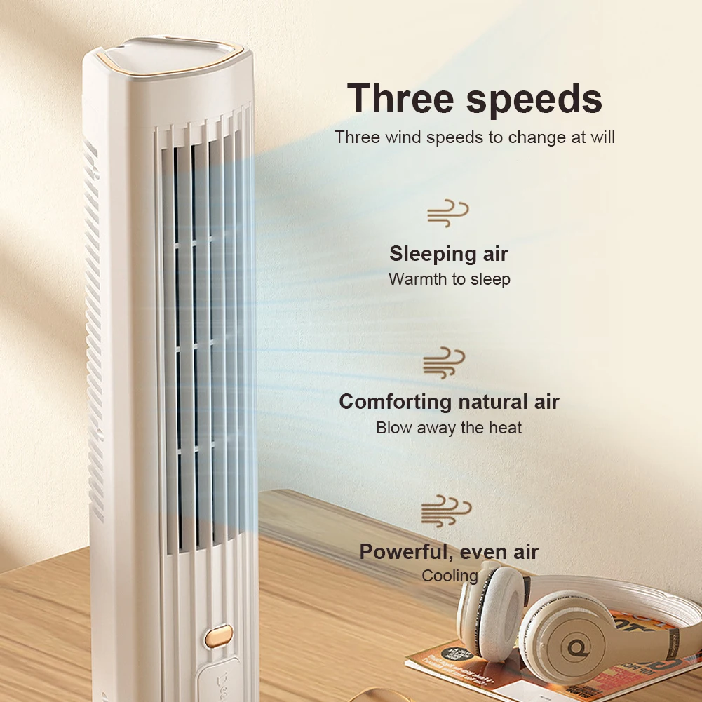 Tower Fan USB Charging Portable Air Conditioner 1200mAh Quiet Cooling Fan Electric Vertical Fan for Home Bedroom