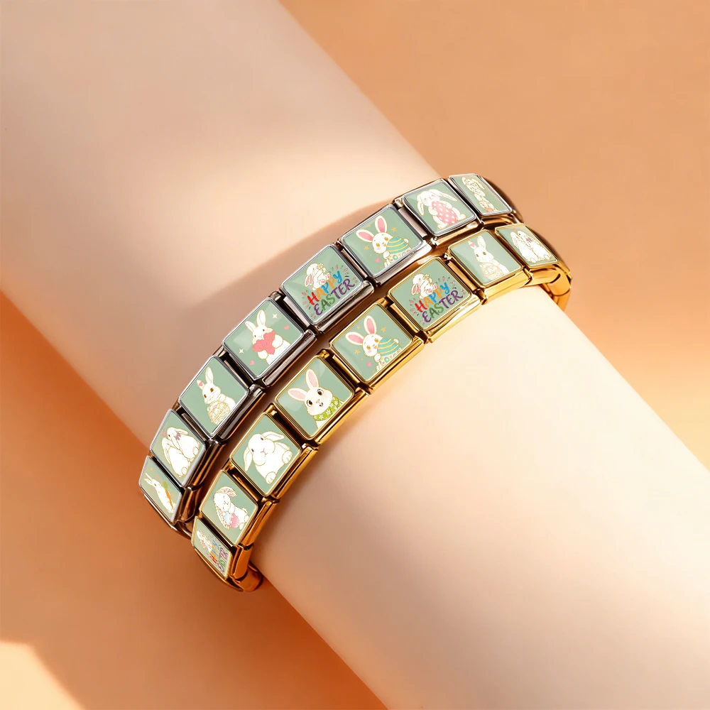 Original-Design Kawaii-Hasen-Ostern-Schmuck, italienische Gliederkette, passend für 9-mm-Edelstahl-Charm-Armbänder, DIY-Zubehör – Detail 4