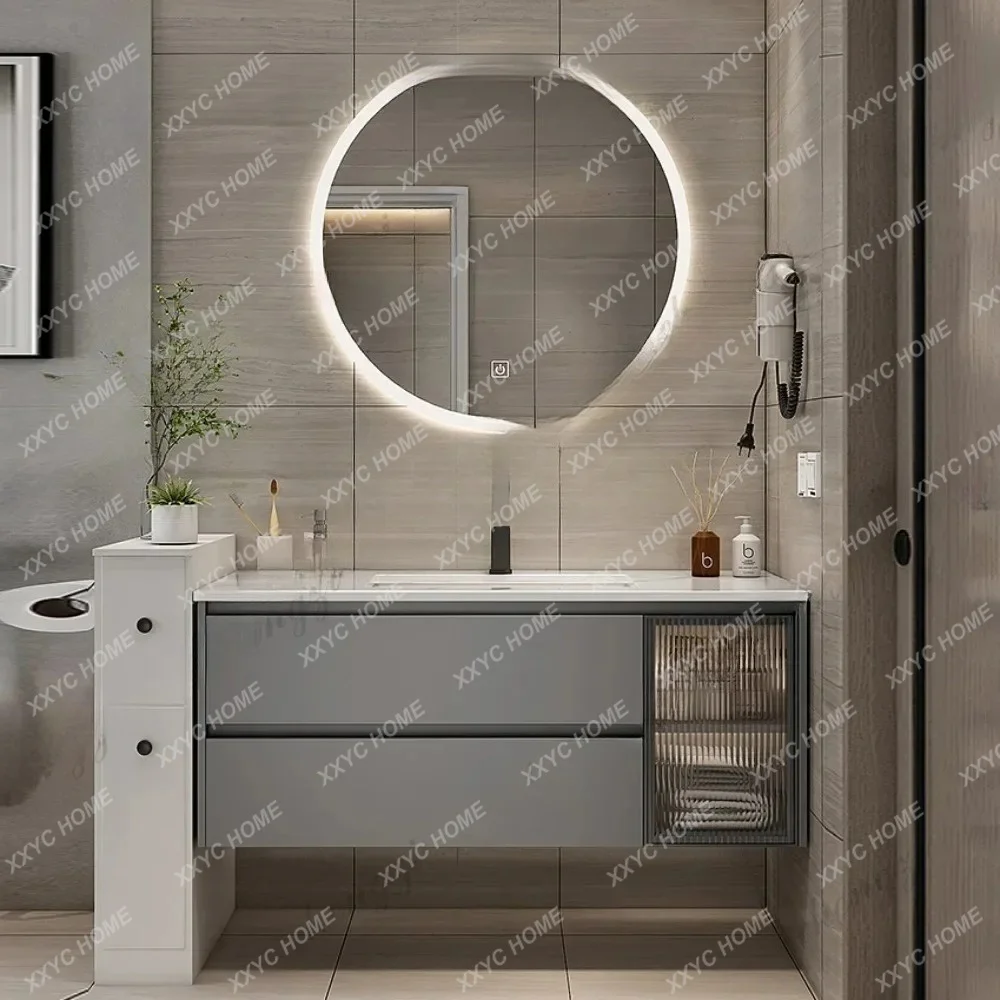 Marble Smart Bathroom Vanity Cabinet With Sink And Mirror Looking Combination One Hand Wash Basin Washbasin Toilet Round Mi