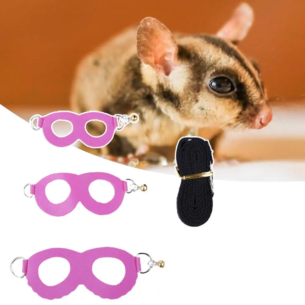 1 Set Hamster Leash with Traction Rope Extended Lanyard Buckle Bells Small Animal Chinchilla Lead Walking Running Chest Strap