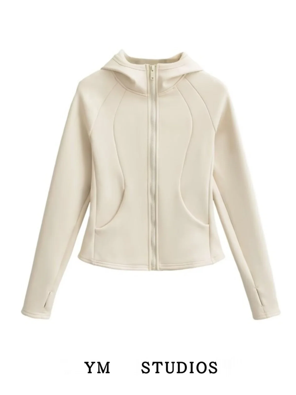 

LULU Thiened Fce с капюшоном на молнии, приталенный свитшот с завязкой на талии, открытый кардиган, верхняя одежда для девочек