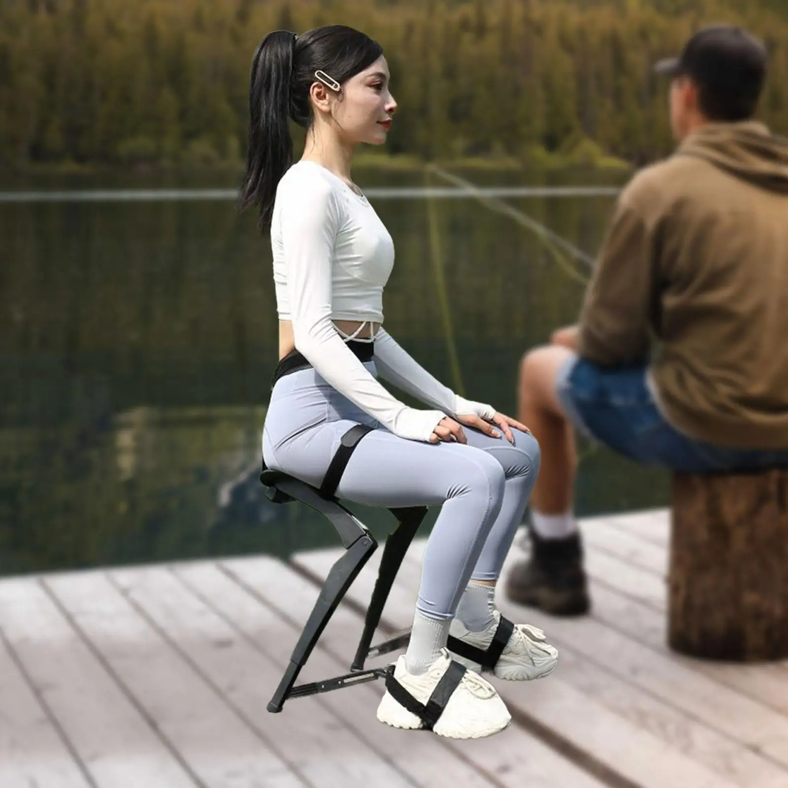 

Wearable Chair Seat Ergonomic Multifunction Adjustable Chairless Foldable for Bus Backpacking Outdoor Activities Picnic Beach