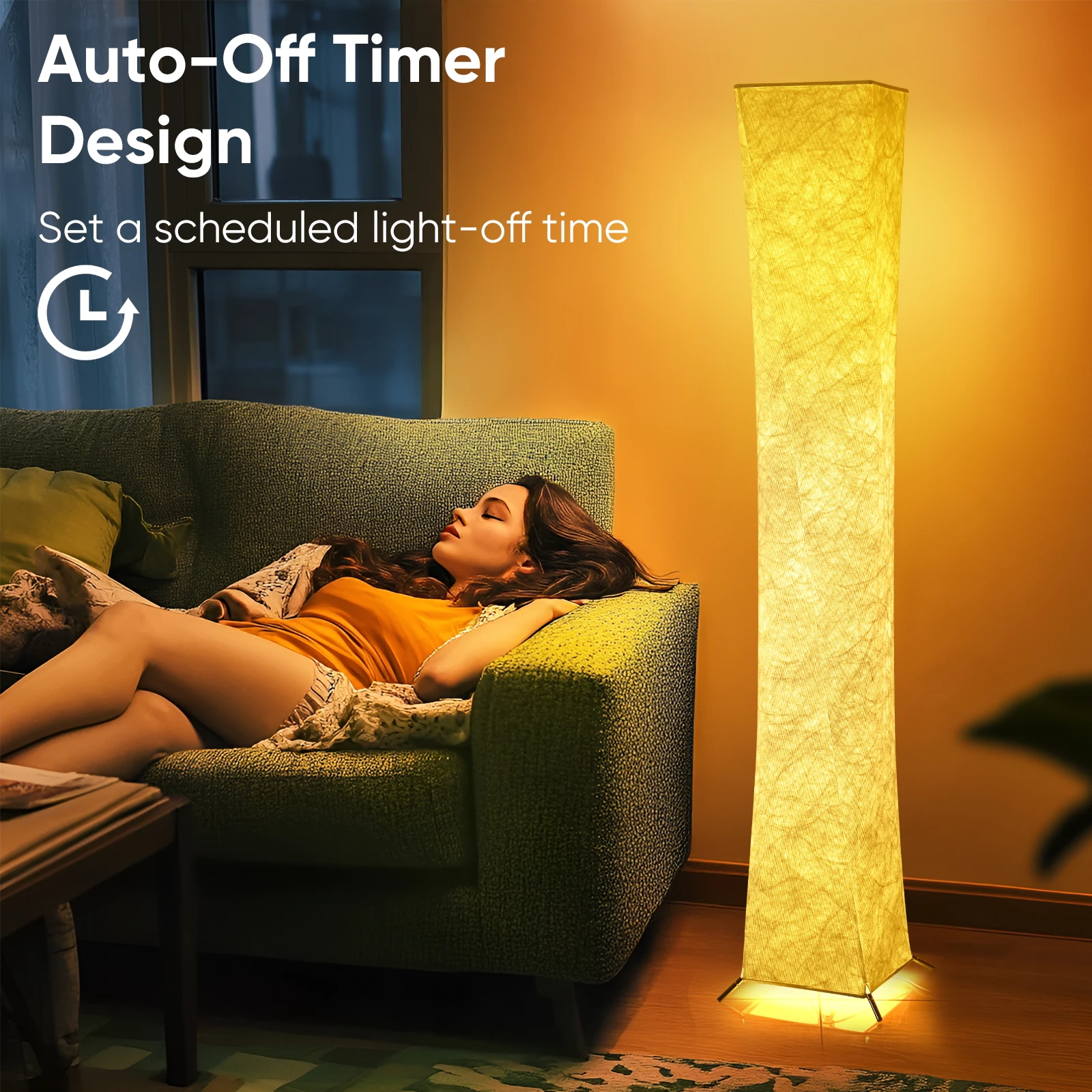 مصباح أرضي خفيف ناعم، 52 بوصة تصميم بسيط حديث ضوء دافئ نحيف 3000K LED Tyvek قماش الظل مصباح قائم لغرفة المعيشة Bedro