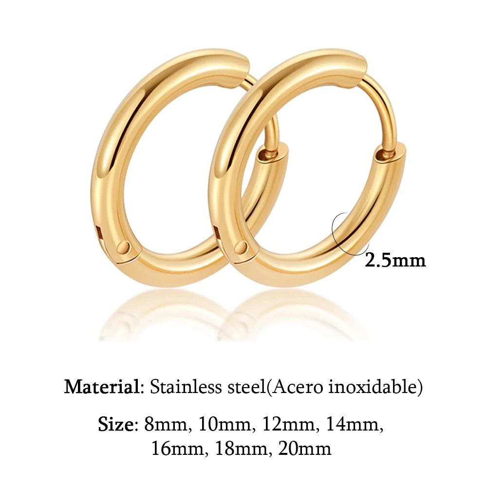 

Small Hoop Earrings Women Men Gold Color Stainless Steel Round Circle Mujer Cartiage Piercing aretes acero de inoxidable mujer