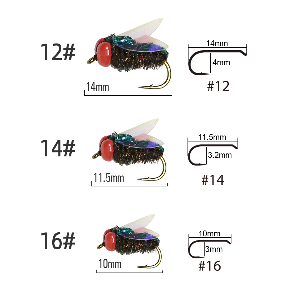 ICERIO 4PCS Fly Fishing Terrestrial Dry Flies Bottle Fly Bottlebee Blow Fly Blowie House Fly Trout Fishing Fly Lure Baits