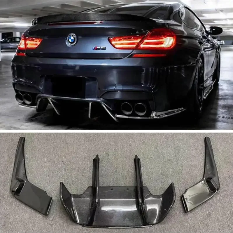 Rear Bumper Diffuser For BMW 6 series M6 F06 F12 F13 2012-2018 Trunk Door Lip Spoiler Forge Carbon Fiber