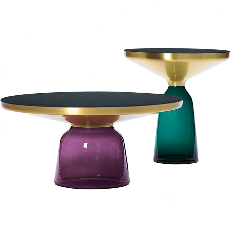 

table combination designer creative light luxury bell sofa side table transparent glass small apartment corner table