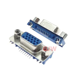 1PCS DB15 DR15 FEMALE PCB Mount CONNECTOR RIGHT ANGLE D-Sub 3Rows Blue Parallel Port CONNECTORS 15pin 15 pin VGA socket Adapter