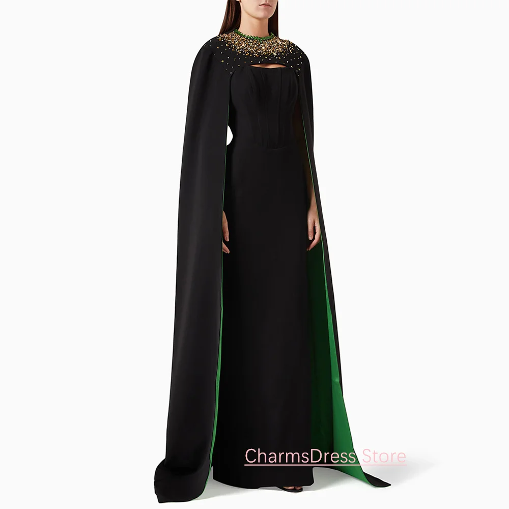 

Вечернее платье с накидкой, без бретелек, без рукавов, с бисером и жемчугом, для вечеринок в стиле Саудовской Аравии