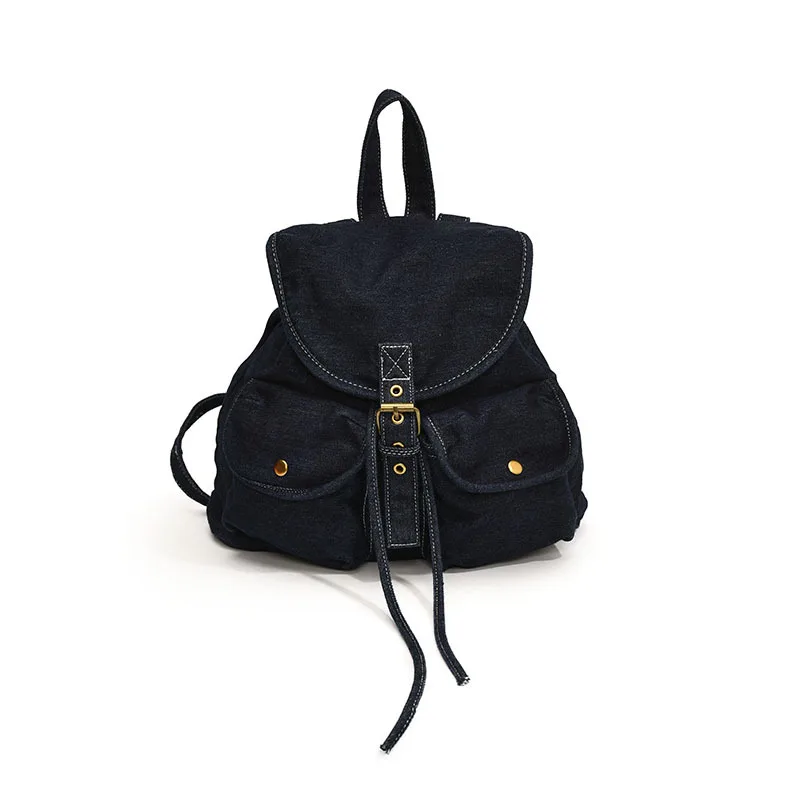 Leisure Denim Drawstring Backpack Korean Small Daypack Canvas Fashion Female Handbag Travel Bagpack Rucksack School Bags 2024