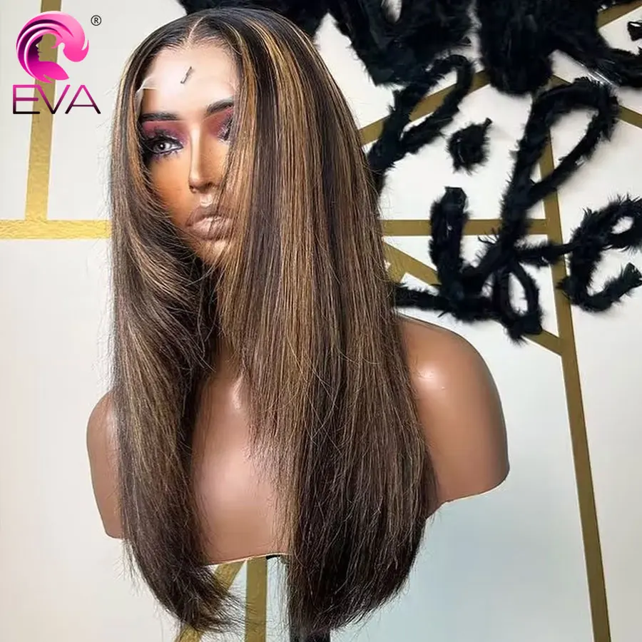 Highlights Human Hair Wigs Layered Cut HD Lace Closure Wigs 5x5/6x6/7x7 Straight Glueless Wigs Pre Plucked HD Lace Melt Skins