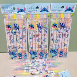 6/12PCS Disney Stitch Fluorescent Pen Set Sanrio Key Markers Student Diary Scrapbook Painting Stationery Graffiti Pen