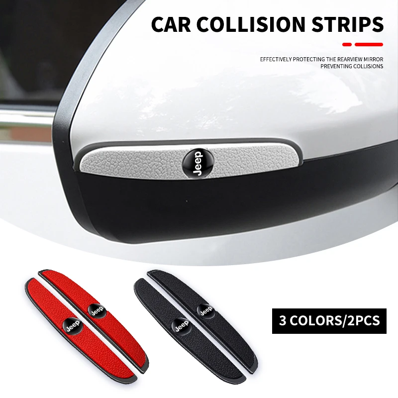 

4Pcs Rubber Anti Collision Strip Car Door Rearview Mirror Protector Stickers For Jeep Grand Cherokee Wrangler JK Renegade
