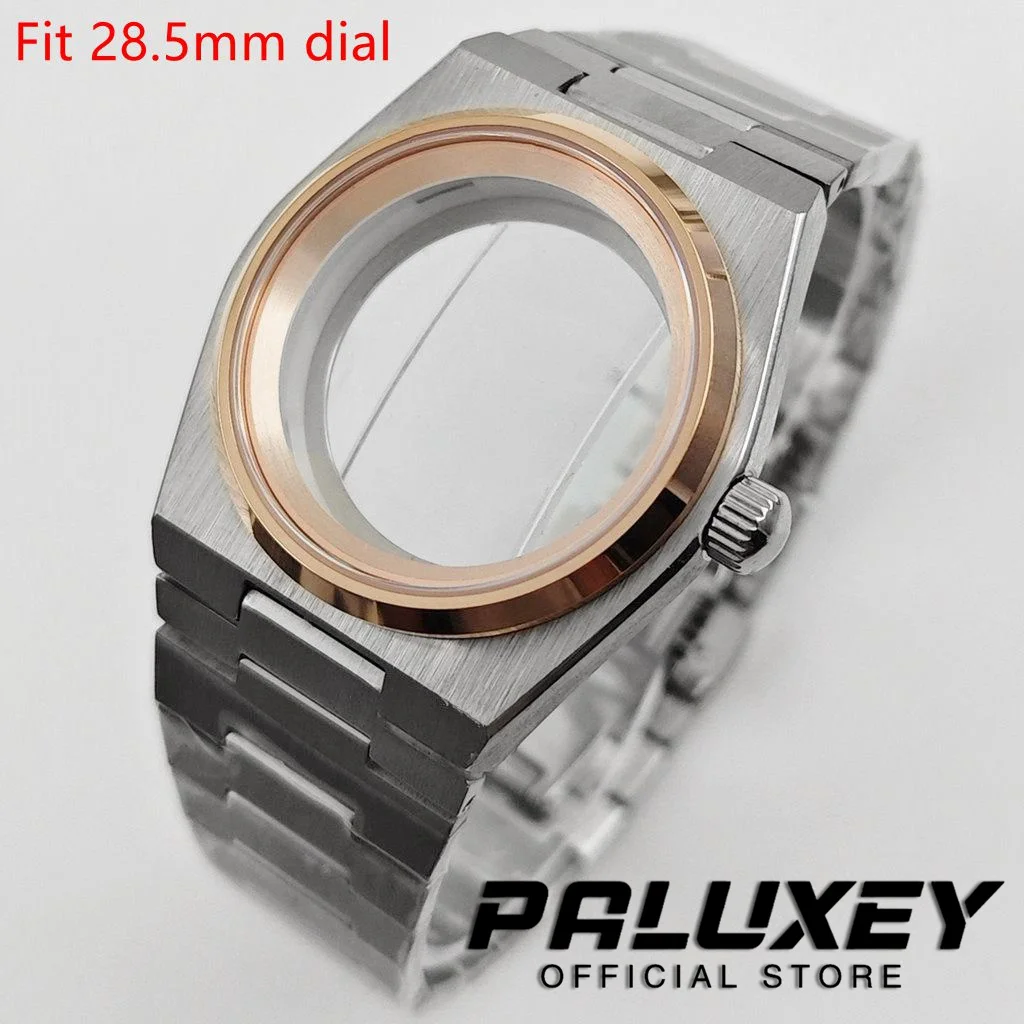 PRX NH35 40MM met zilveren ring saffierkristal gecanneleerde bezel horlogekasten onderdelen voor PRX Super Player NH34 NH35 NH36 NH38 beweging