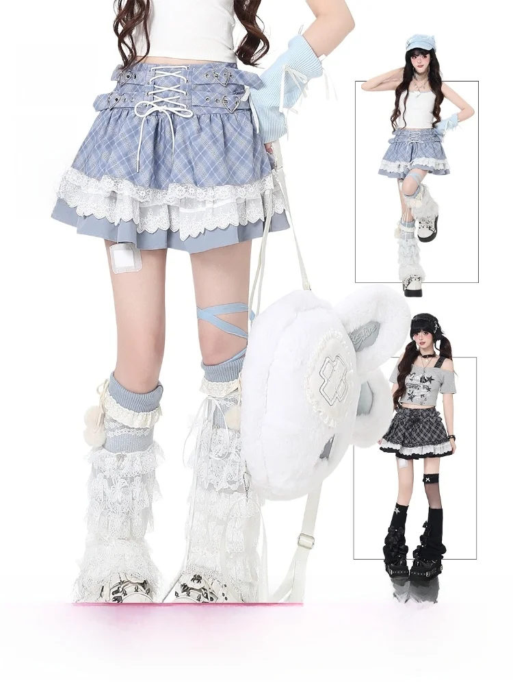 crazygirl-spring-summer-sweet-ballet-style-girl-feel-bow-tie-plaid-lace-a-line-cake-skirt-half-skirt-high-waist