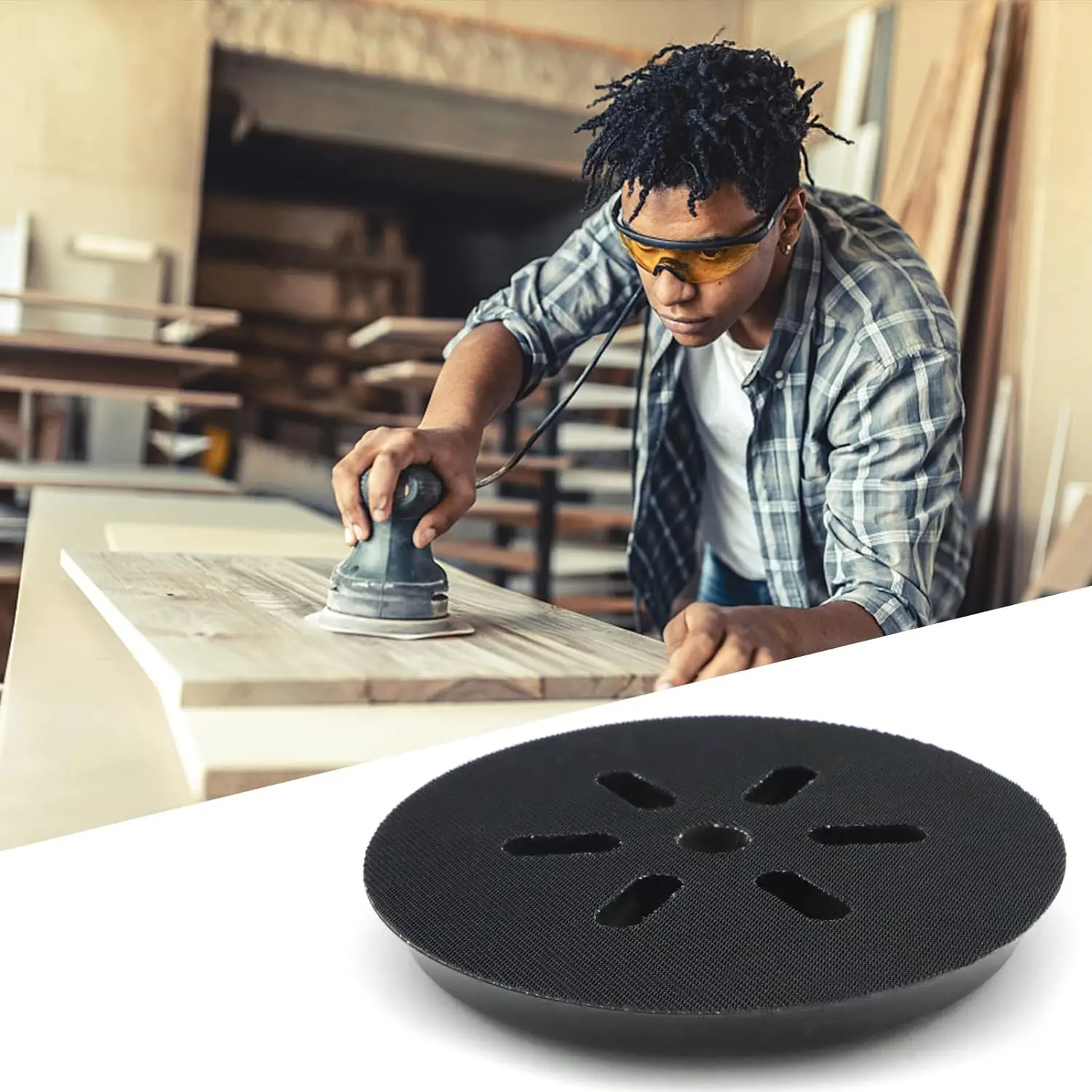 Sander Replacement Pad 6 Inch 6 Hole Hook and Loop Orbital Round Sander Backing Pad 150mm for 1250DEVS,3727DVS,3727DEVS,ROS65VC