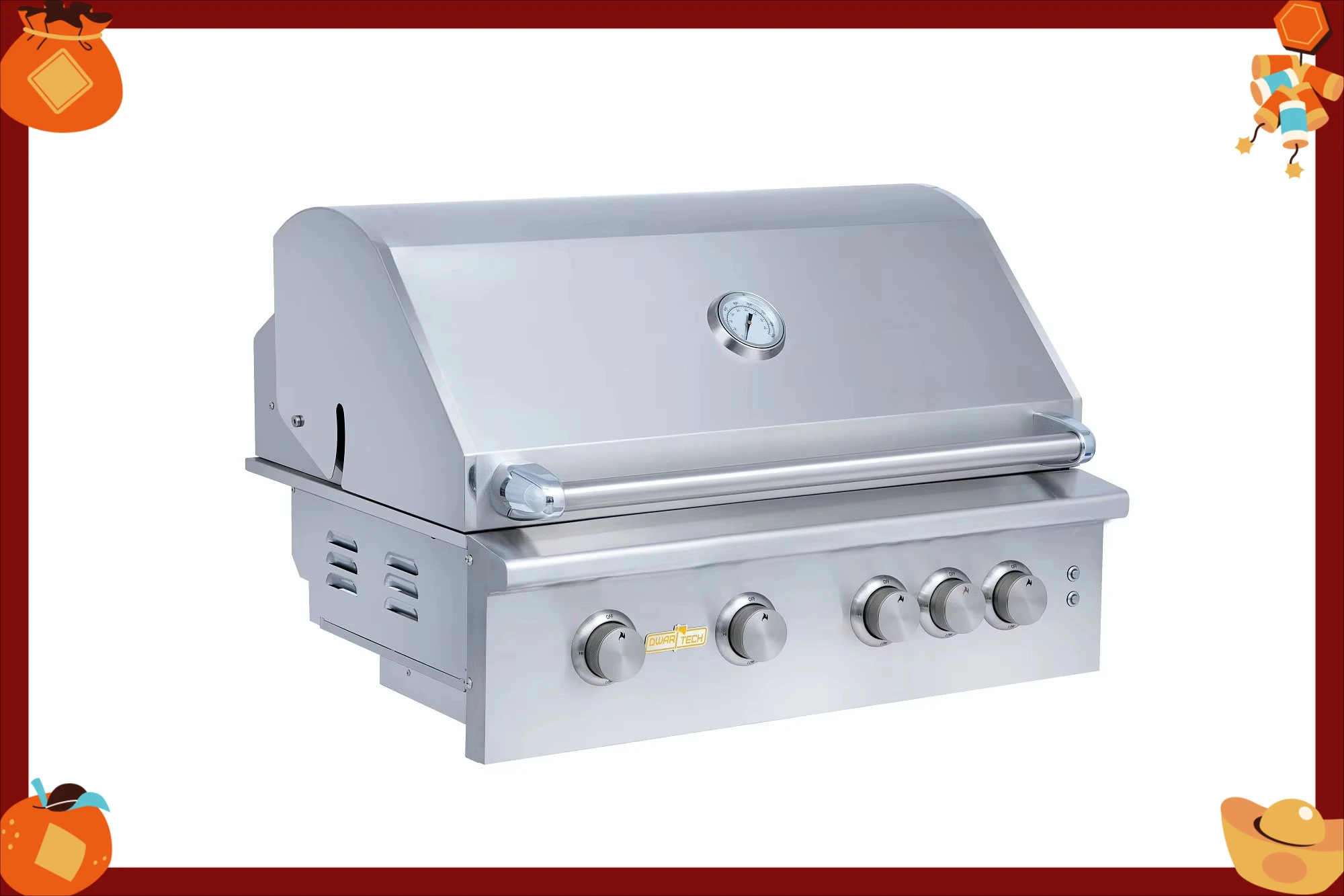 

Professional Premium Modern Commercial 304 Stainless Steel 4 Burner Outdoor Built-in BBQ Grill Piezoelectric Ignition Flame