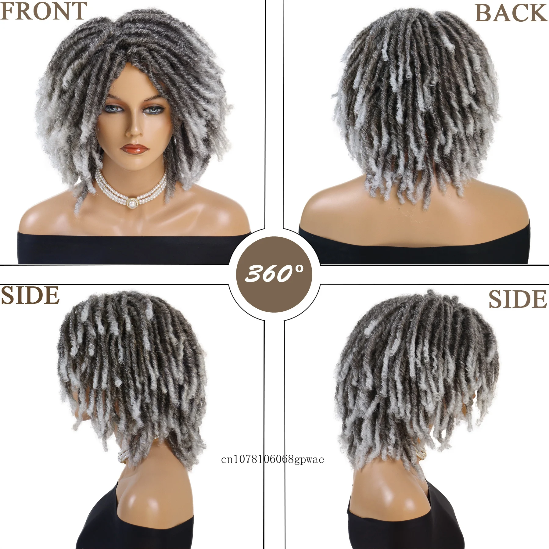 Synthetic Braided Wigs Ombre Grey Wigs for Black Women Dreadlocks Wig Locs Crochet Twist Hair Short Afro Curly Wig Daily Costume