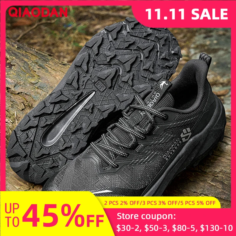 

QIAODAN Men's Running Shoes 2025 Autumn Mesh Breathable Hiking Shoes Shock-Absorbing Anti-Slip Trail Sneakers QXF073251906