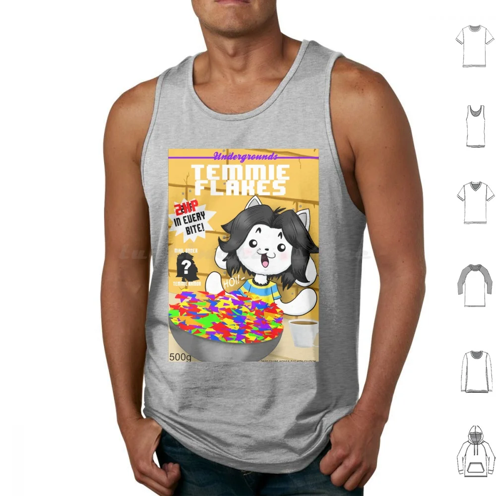 Temmie Flakes Tank Tops chaleco sin mangas Temmie Flakes Parody Underground Under Tale Hoi Cereal