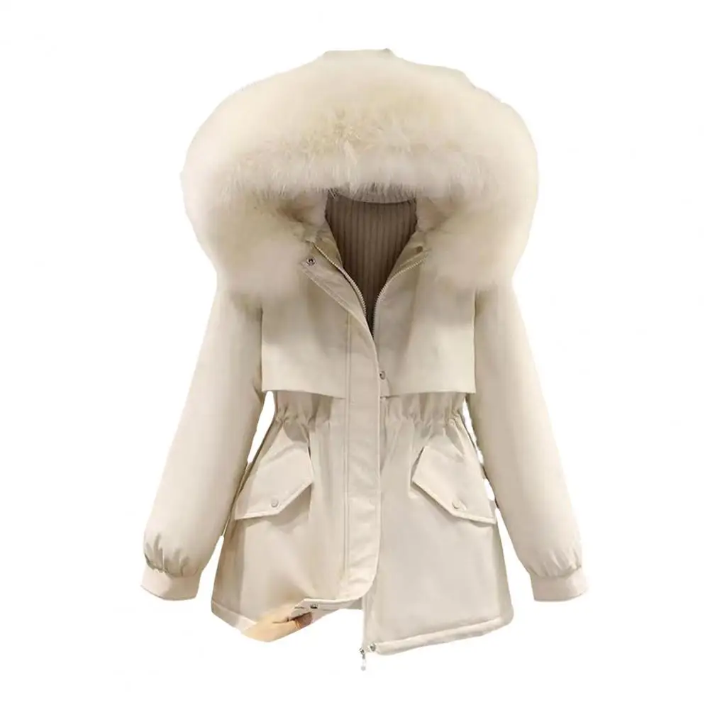 Women Parka Fashion Long Coat Hooded Parkas 2024 New Winter Jacket Slim with  Furry Collar Warm Snow Wear Padded Clothes