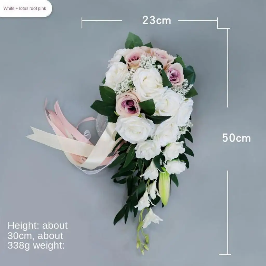 Artificial Silk Rose Bouquet for Bridesmaid Wedding Flowers Hand Held Bride Party Decor