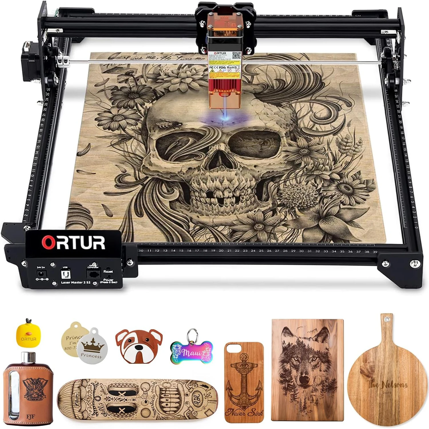 

Ortur OLM2 S2 LU2-2 2A 2W Тонкий лазерный гравер Настольный станок с ЧПУ для дерева, кожи, бумаги