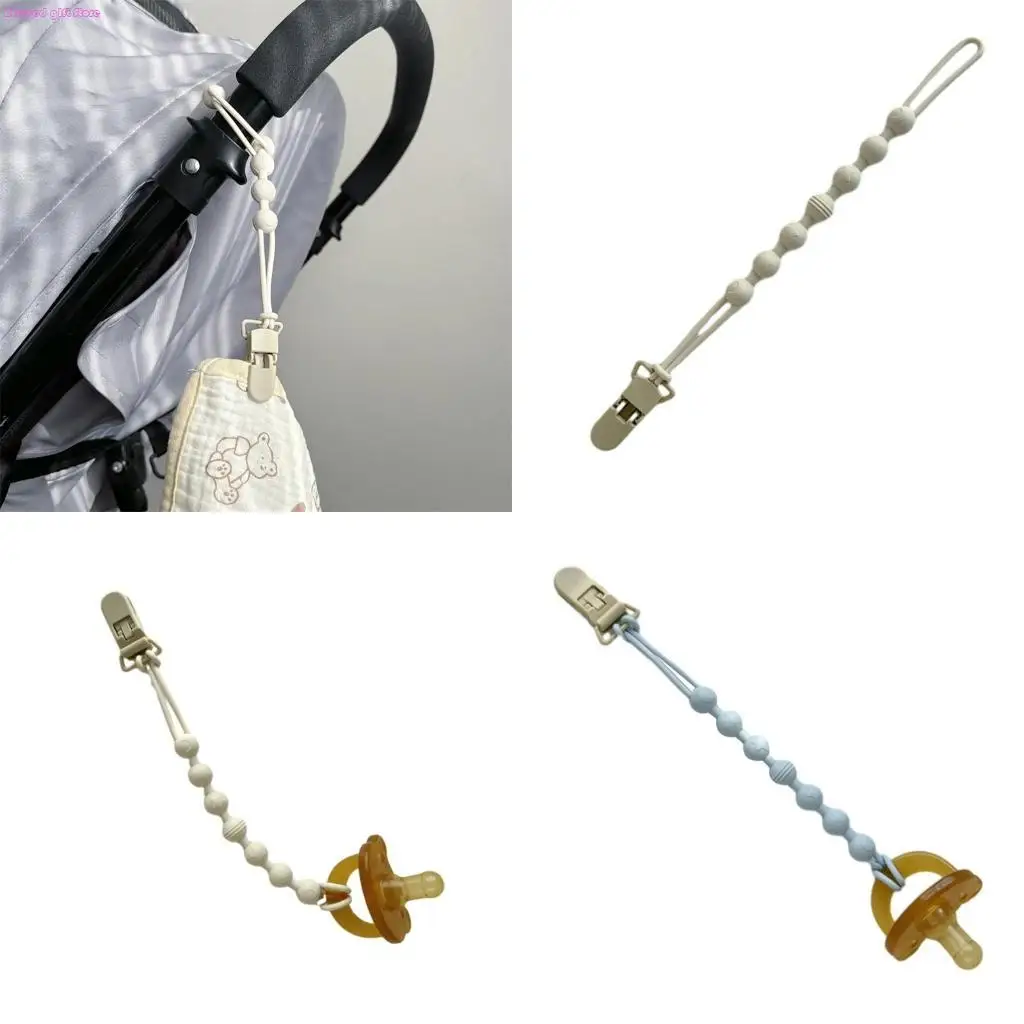 

D0JC Adjustable Length Silicone Pacifier Holder Leash Stylish and Practical Storage Solution Anti-fall Prevent Lost Pacifiers