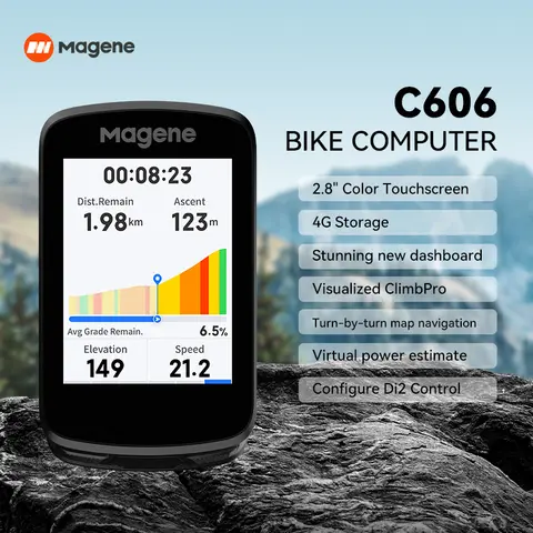 Magene GPS 자전거 컴퓨터 C606 네비게이션 속도계 사이클링 디지털 스톱워치 주행 거리계 트레이너 자전거 라이트 WiFi 블루투스 개미