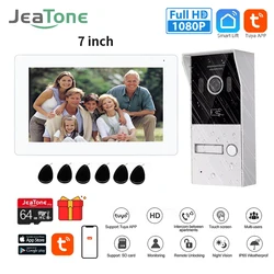 Jeatone domofon 2 przewody wideodomofon Wifi 1080P 7 calowy kolorowy ekran dotykowy dzwonek z kamerą 2-przewodowy Monitor do domu