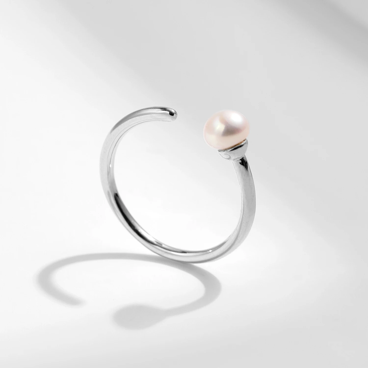 MODIAN-Anillo de Plata de Ley 925 con perlas naturales para mujer, sortija de dedo con perlas naturales elegantes, 6-9 tamaño ajustable, joyería fina Simple clásica, regalos