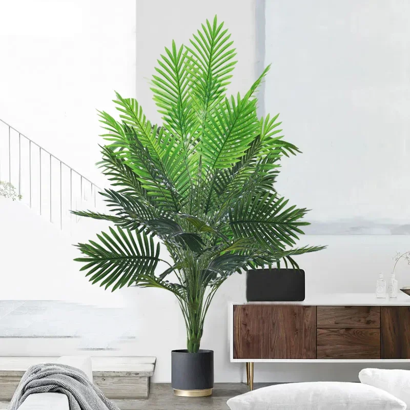 59in Large Fake Palm Tree Artificial Tropical Plants Plastic Monstera Leaves Big Palm Tree Foliage for Home Garden Shop Decor