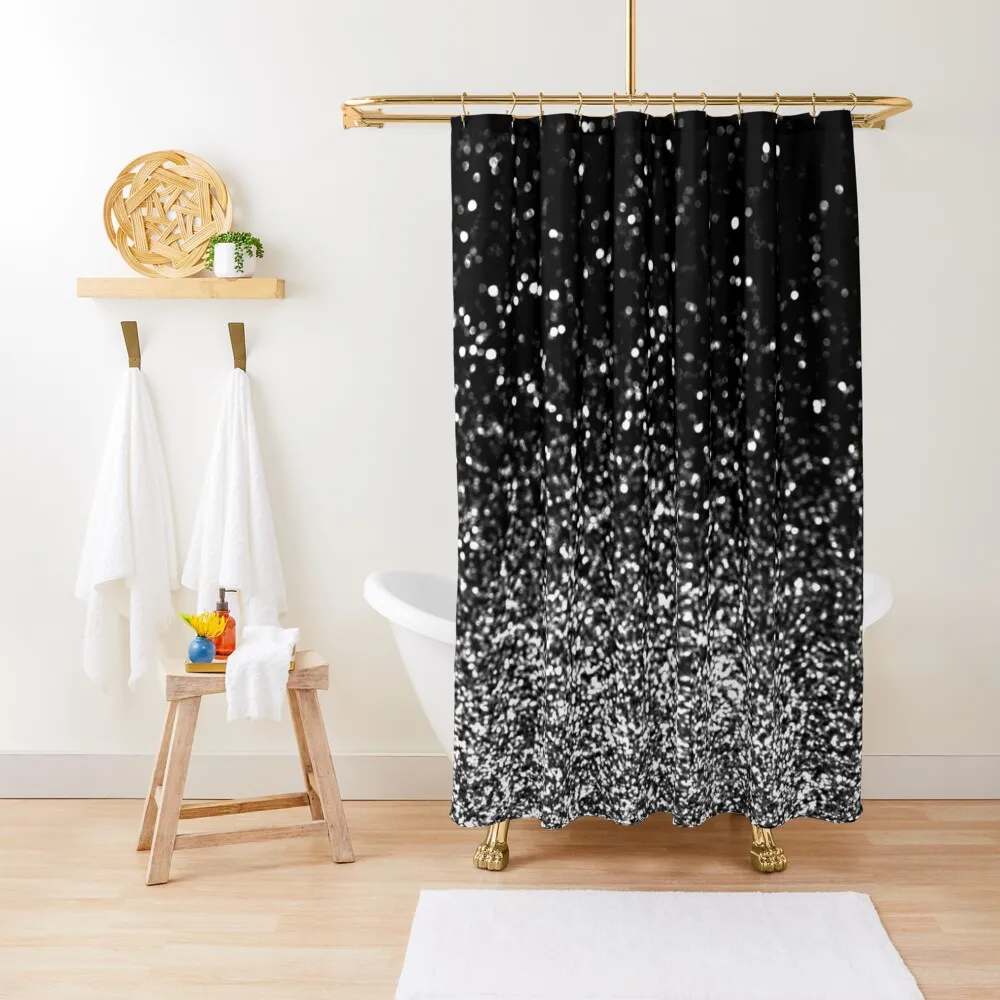 

Silver and Black Glitter Shower Curtain Waterproof Shower And Anti-Mold Waterproof Fabric Shower Window Curtain