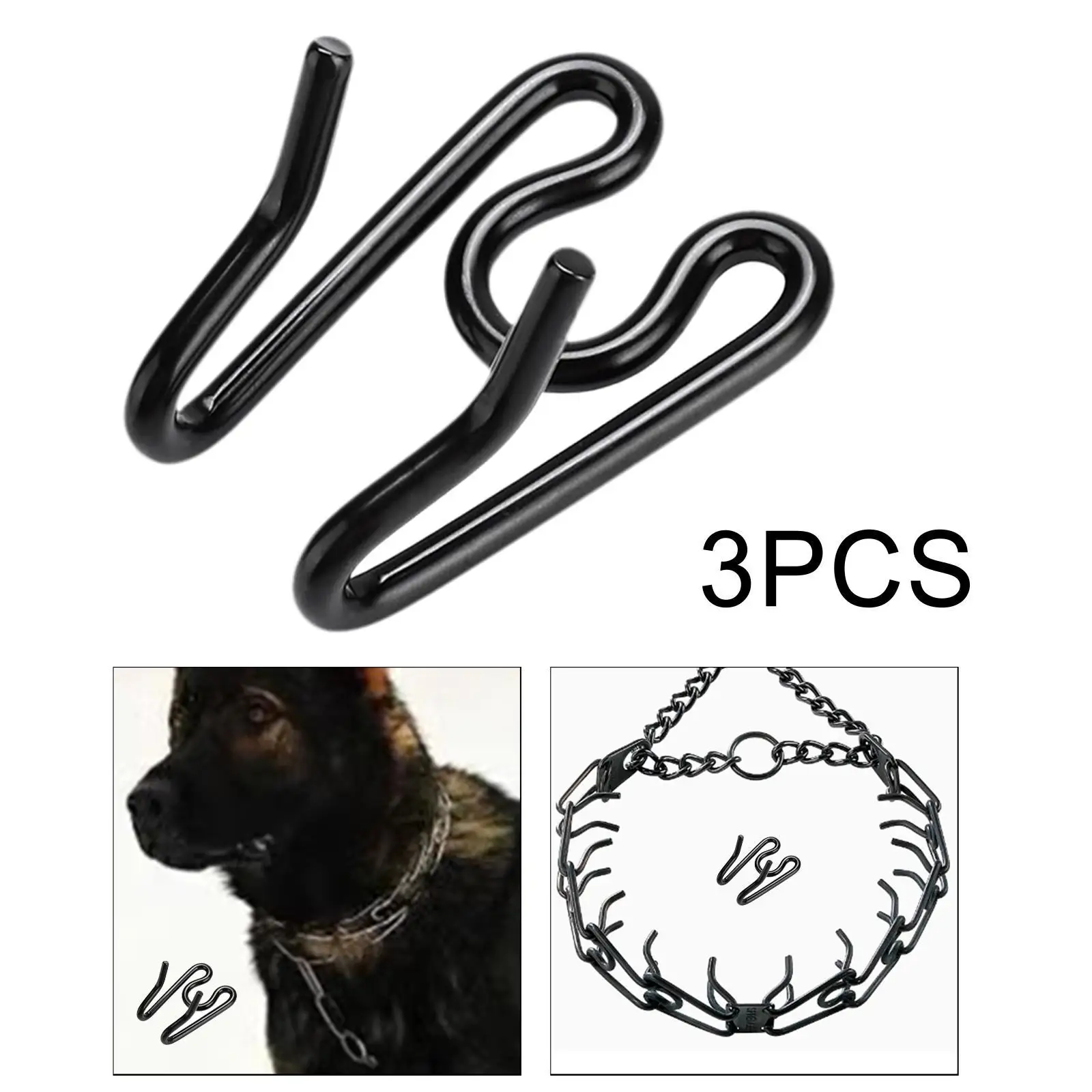 3x Enlaces de punta para collar de perro Construcción de metal versátil Robusto universal 3 mm
