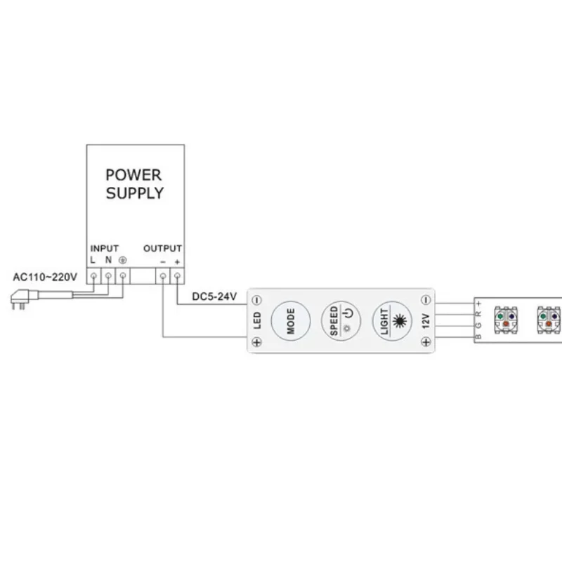 Mini contrôleur de lumière LED 6a, 3 boutons, avec connecteur DC femelle mâle pour bande LED Monochrome DC12-24V, 5050/3528