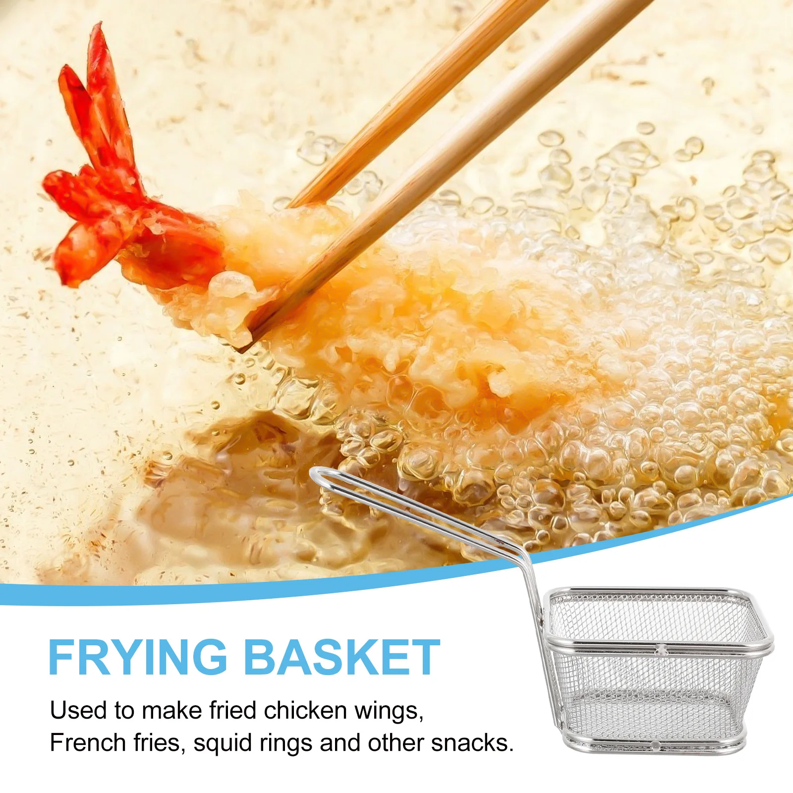 

Stainless Steel French Fries Basket Reusable Kitchen Gadget Silver Practical Filter Household Frying Pasta Storage Strainer