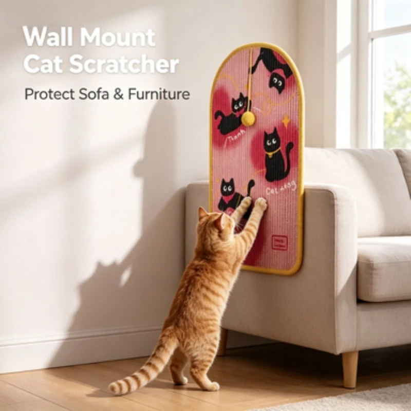 ZONGYAN Sisal Cat Scratching Board Wall Mounted Vertical Wear Resistant Anti Scratch Pad Sofa Protector Sticker Cat Claw