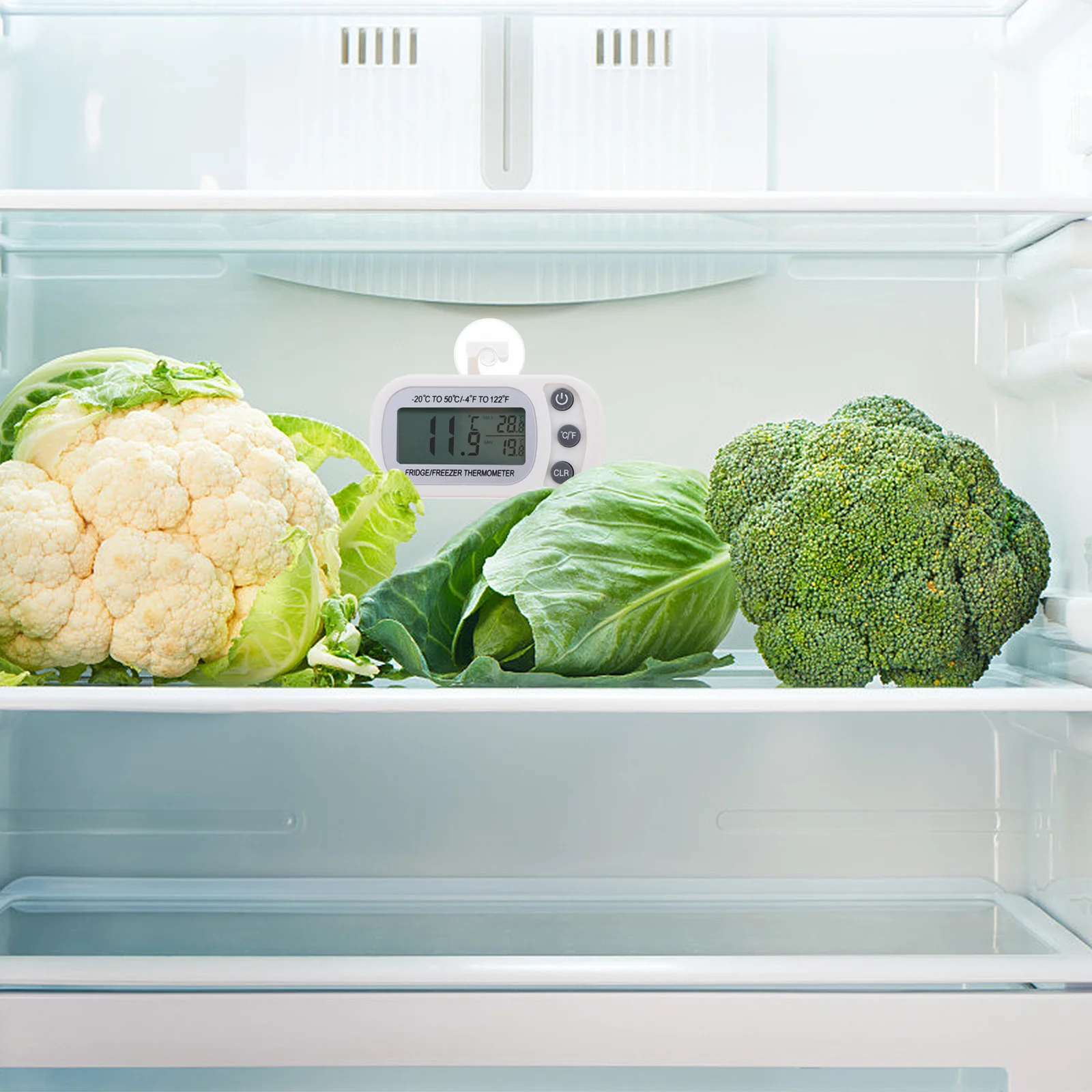 

2Pcs Waterproof Refrigerator Thermometer Digital Indoor Thermometer Magnetic Hanging Hole Table Stand LCD Display Max Min