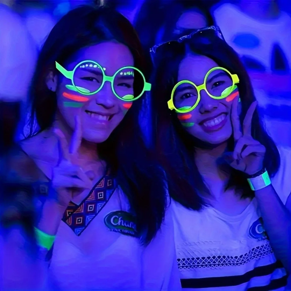 5/12pcs UV Glow in The Dark Glasses Fashion Colorful Birthday Light Up Fluorescent Glasses for Fun Neon Party view 3