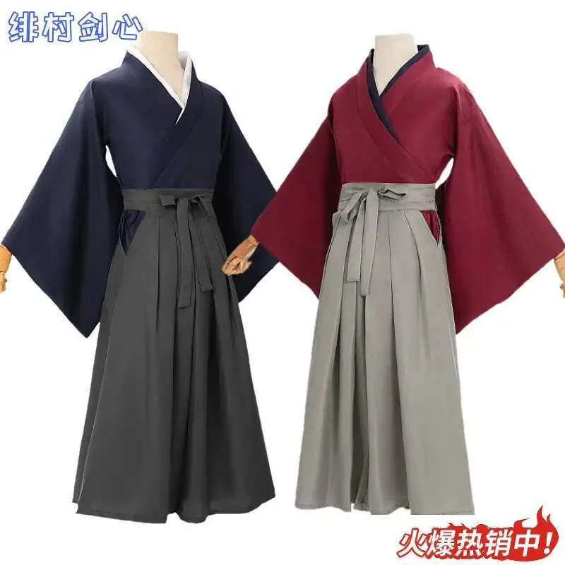 

Rurouni Kenshin Himura Kenshin Cosplay Costume for Men Red Swordsmanship Kimono Anime Exhibition Halloween Cosplay Anime Costume