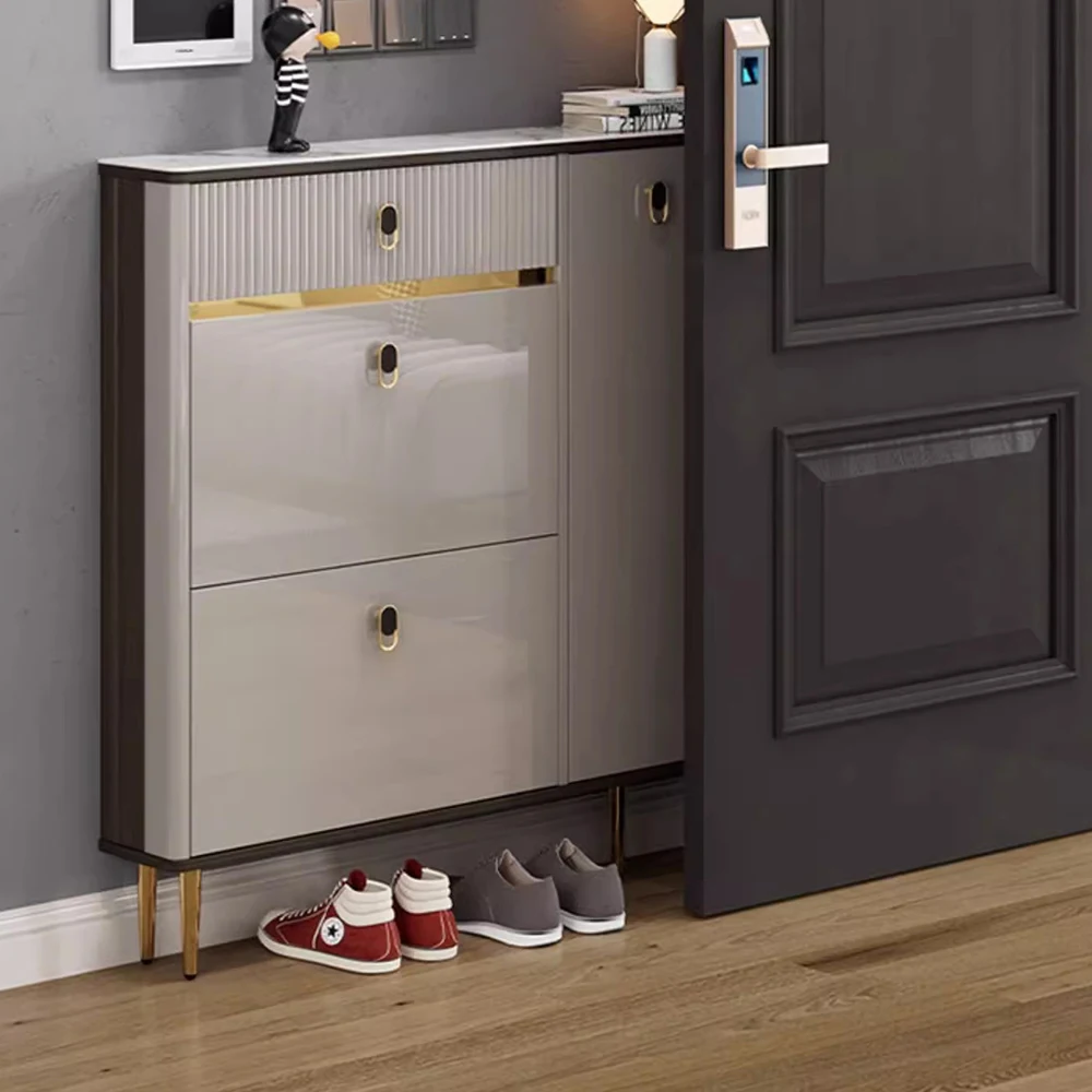 الأدراج البيضاء الجرف رف الأحذية 3 طبقات ضيقة توفير مساحة خزانة خذاء مدخل عمودي قاعة Meuble A Chaussures أثاث المنزل