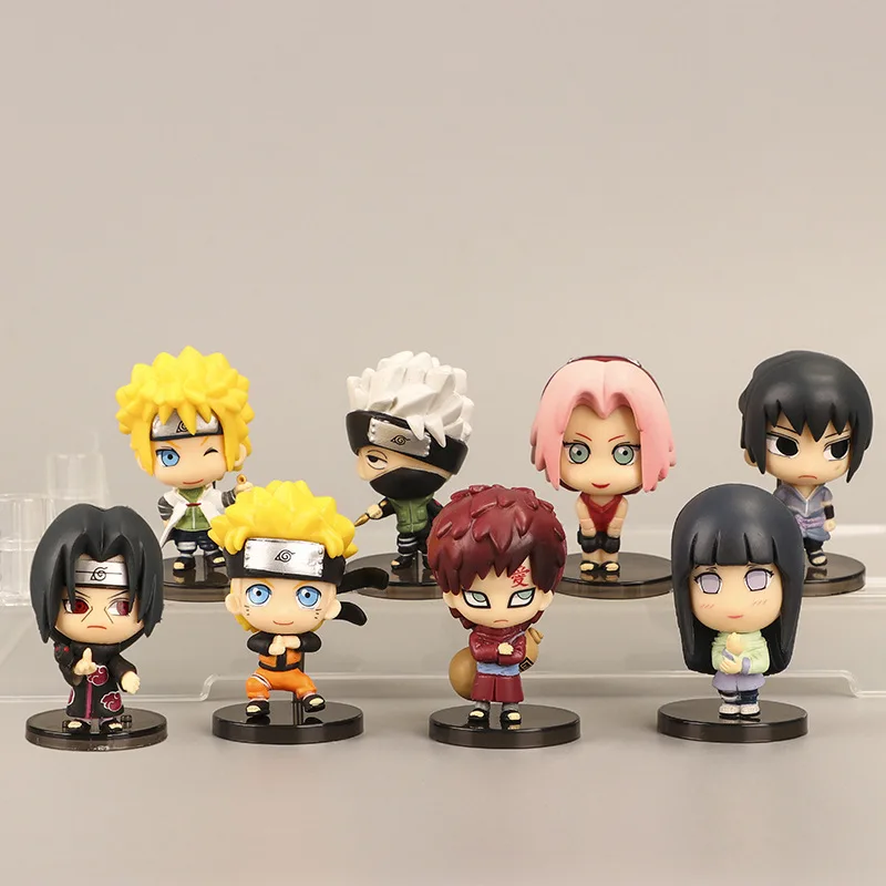 8 PCS  Genuine Naruto Anime Figures Mini Q Version Kawaii Toys Kids Gift Toys Model Doll Action Figure  Modle Suit