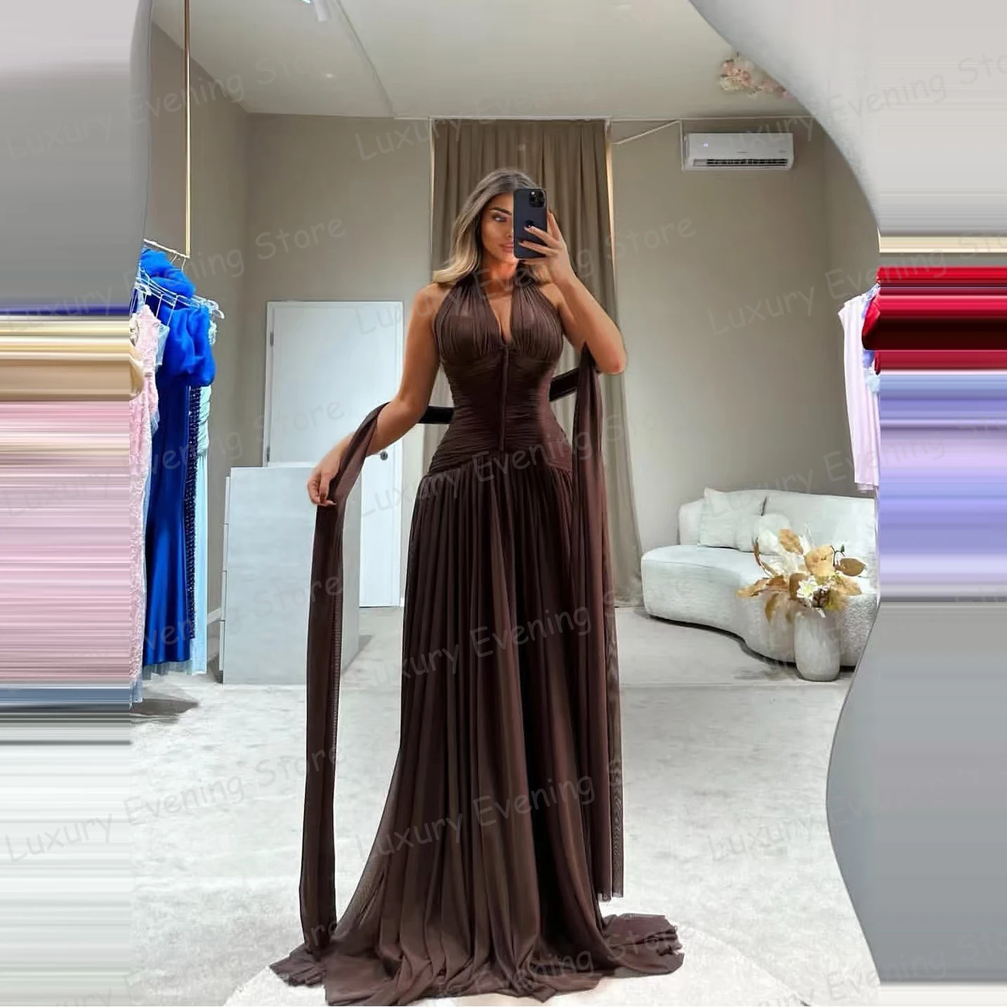 

Простые вечерние платья женские трапециевидные сексуальные вечерние платья без рукавов с v-образным вырезом для выпускного вечера модные платья с открытой спиной Vestidos De Novia по индивидуальному заказу 2026