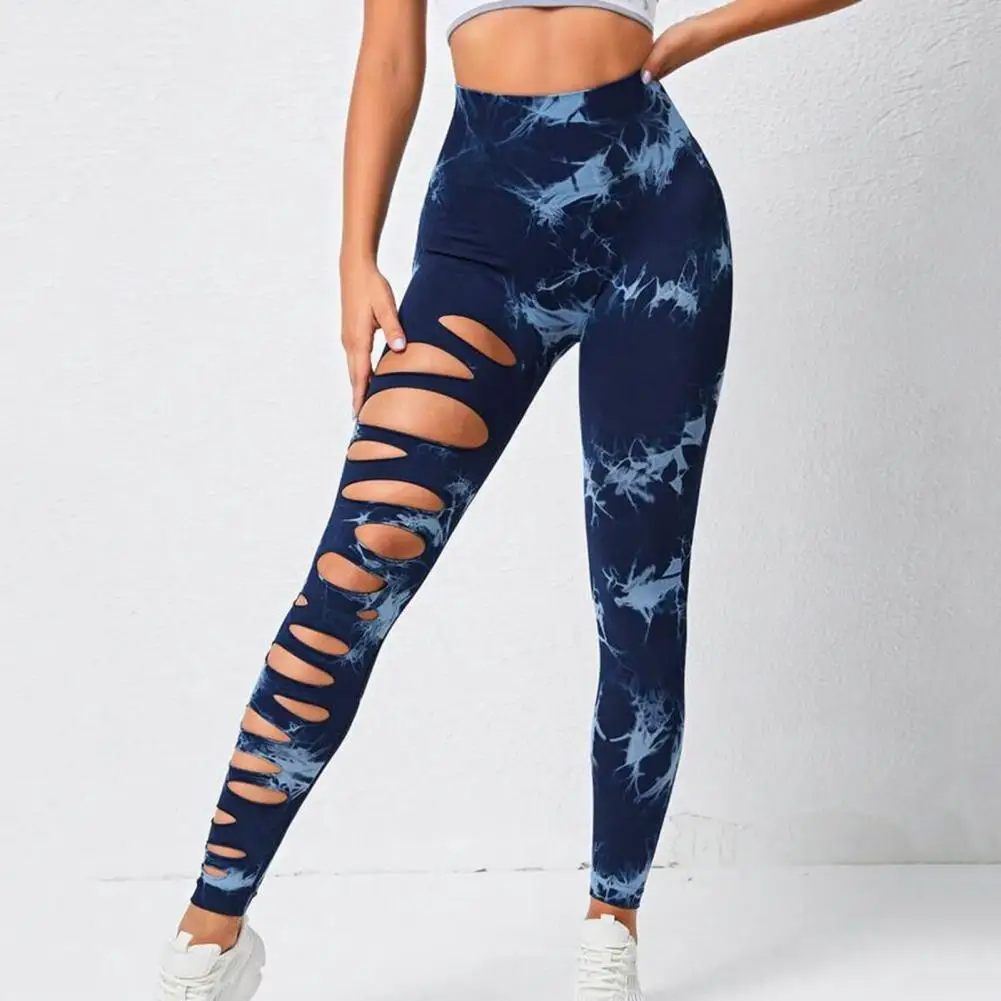 Leggings da yoga a vita alta Pantaloni da yoga per il sollevamento del sedere Leggings tie-dye alla moda per le donne con vita alta per la corsa