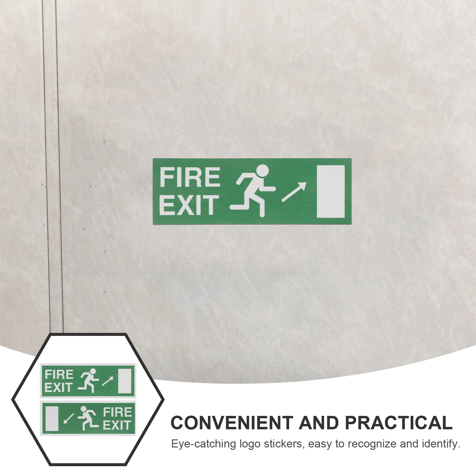 Fire Exit Sign Sticker 2 Sheet Emergency Exit Signs For Stair Corridor Doorway Outdoor Indoor Safety Warning Decals