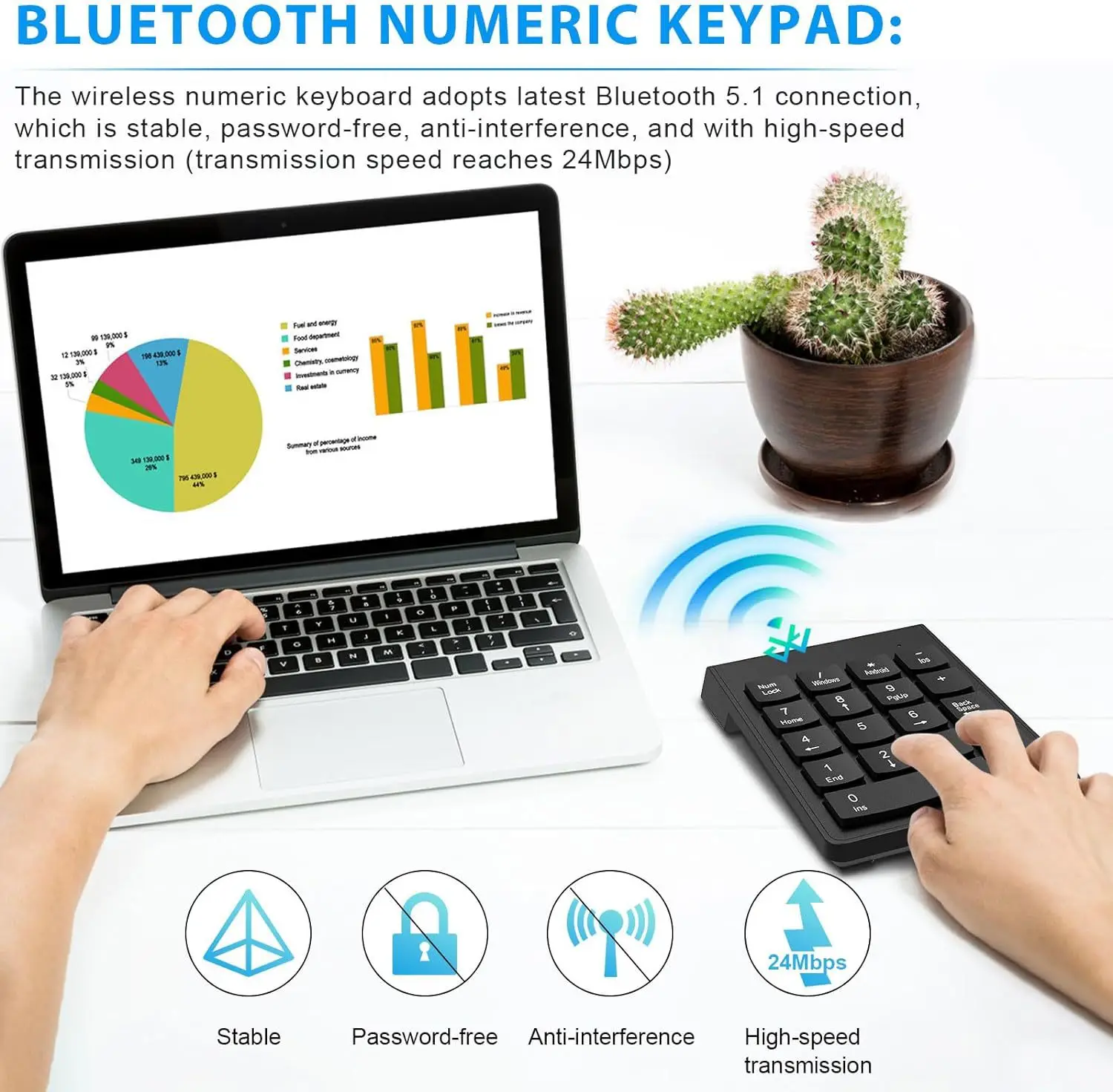 Numeric Keypad Numpad Keyboard 18 Keys One Hand Keypad Financial Accounting External Wireless Mini Keyboard K07 Windows Mac OS