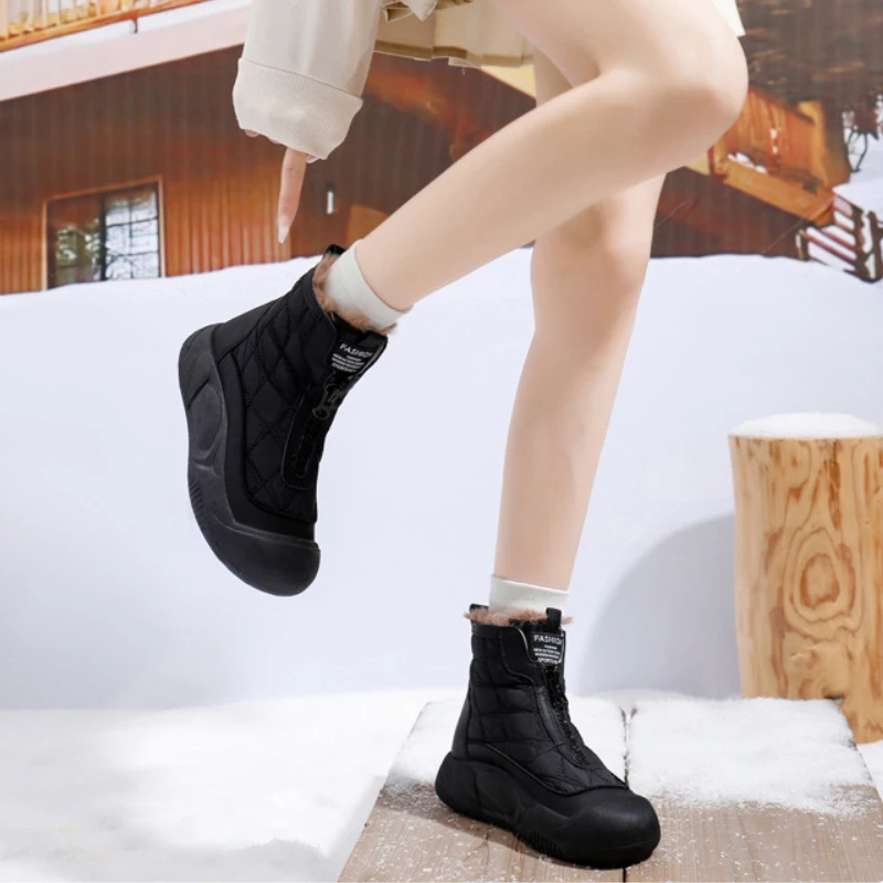 Women\'s Winter Ankle Boots Fashion Designer Skateboard Shoes Ladies Casual Sports Warm Plush Snow Boot Footwear Padded Shoes