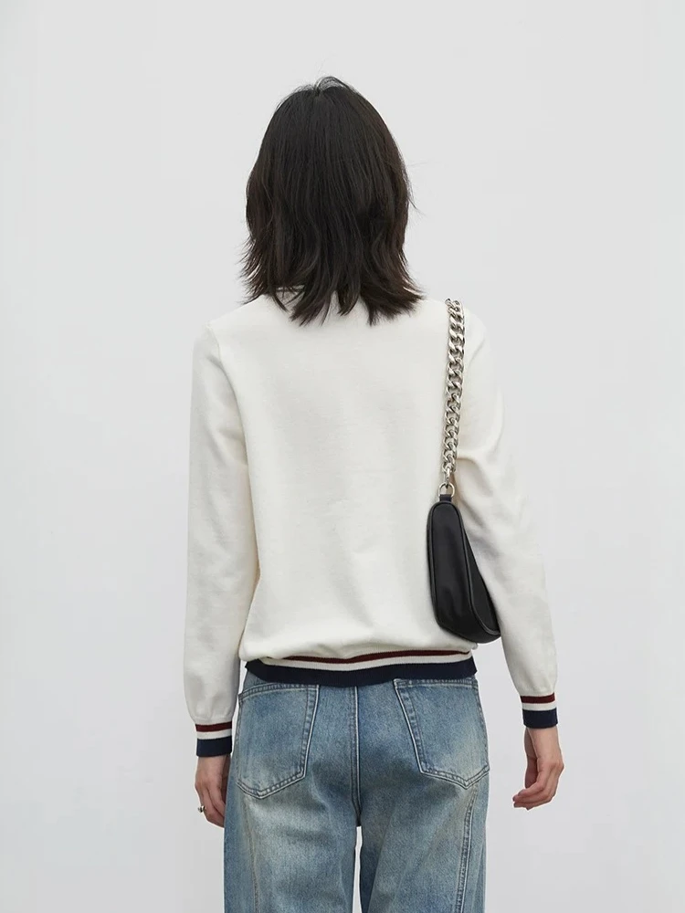 CHIC VEN New Women’s Cardigan Loose Retro Striped Knitted Sweaters Short O Neck Single Breasted Female Top Spring Autumn 2026 6 CHIC VEN New Women's Cardigan Loose Retro Striped Knitted Sweaters Short O Neck Single Breasted Female Top Spring Autumn 2026 6