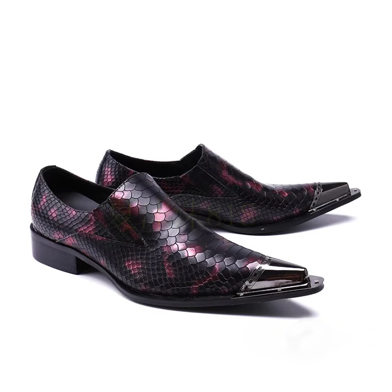 

Men Pointed Toe Genuine Leather Dress Shoes British Style Slip On Oxford Loafers Business Party Formal Shoes